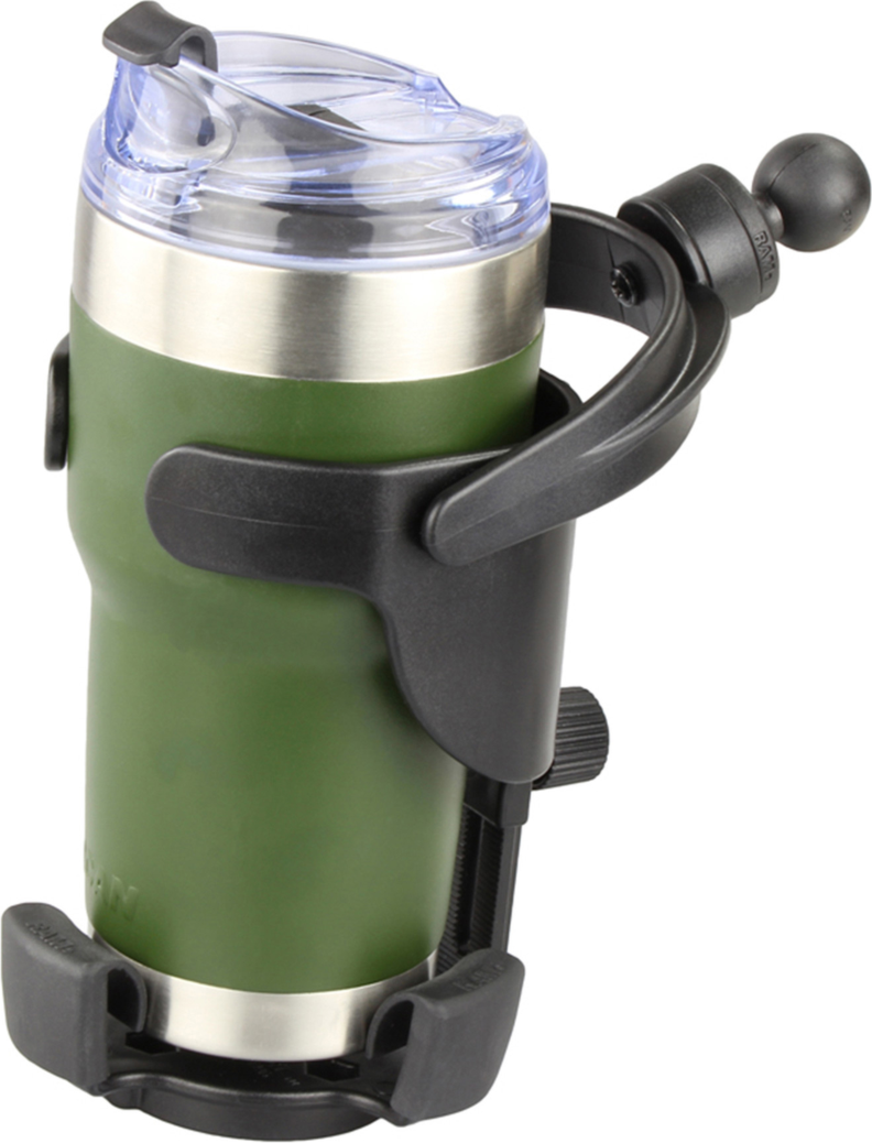 Never leave a good drink behind. The RAM Level Cup XL 32oz drink holder with B-size 1” ball connects to any B-size RAM socket to give users a custom spot to holster their beverage. Great for many use cases.