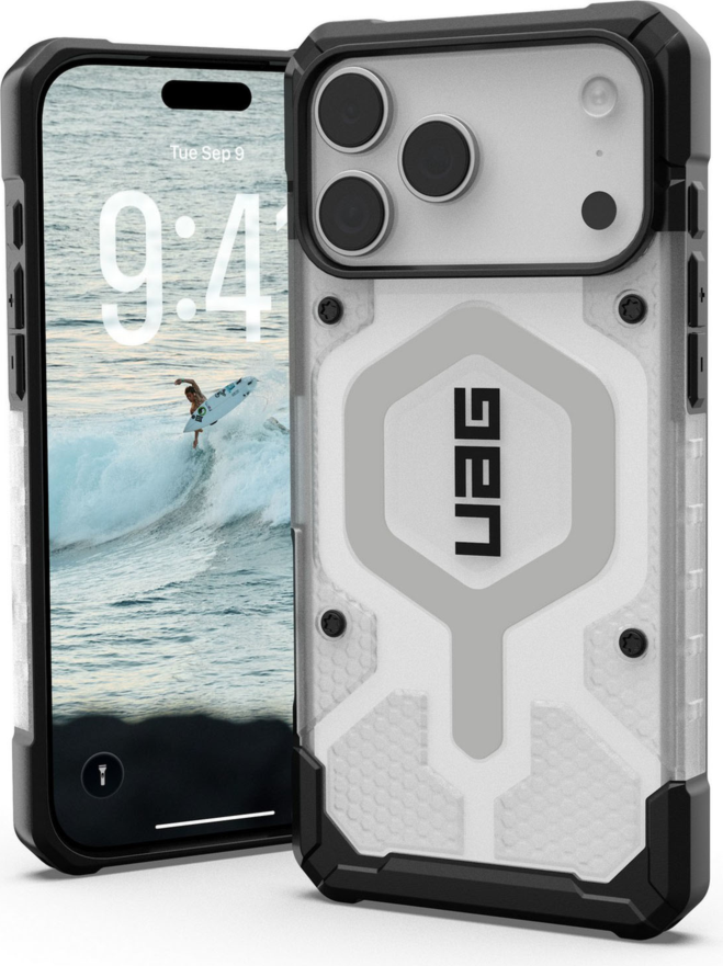 Urban Armor Gear (UAG) - Pathfinder Clear MagSafe Case for Apple iPhone 17 Pro Max - Ice and Silver
