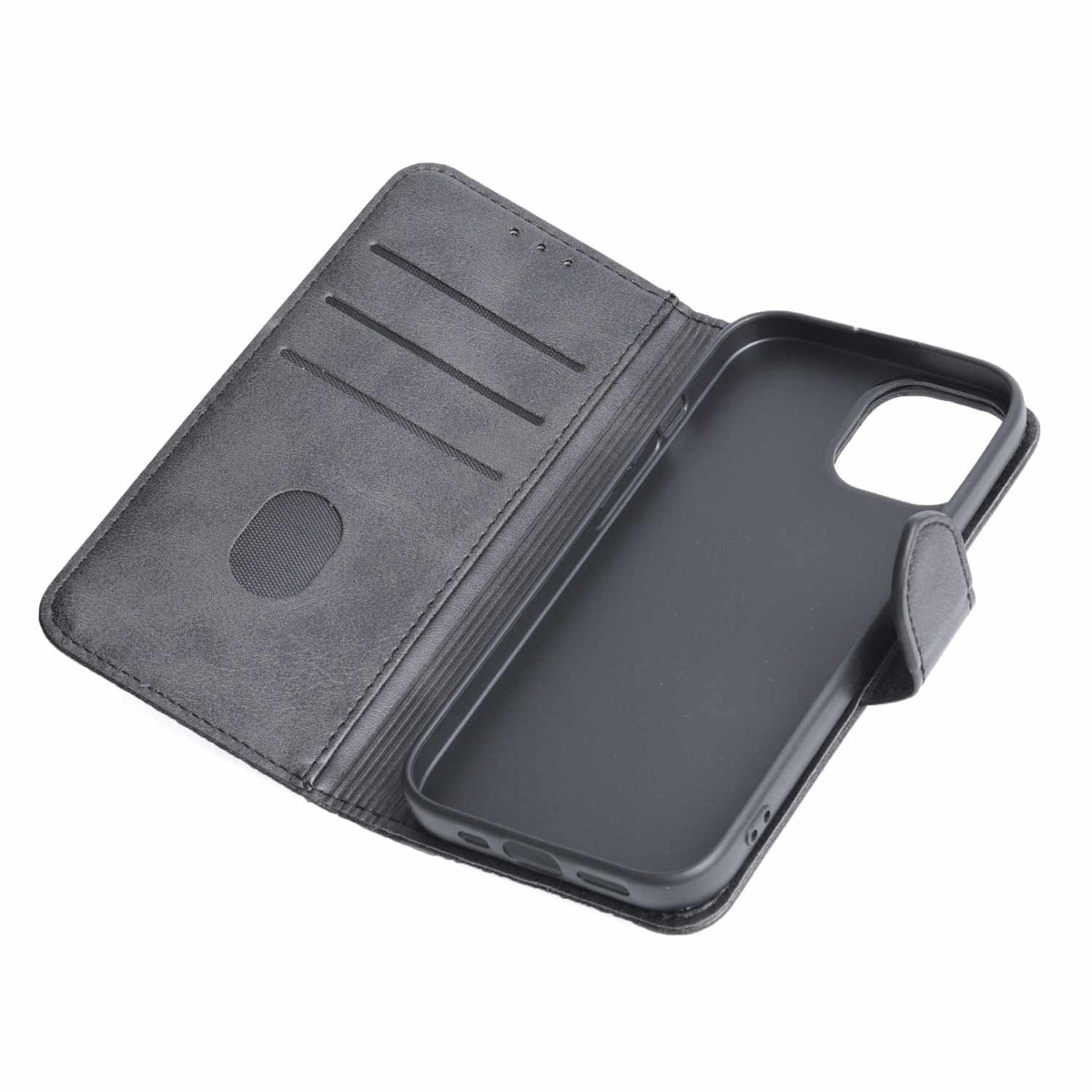 Blu Element - Étui-portefeuille en cuir vegan noir pour iPhone 16 noir