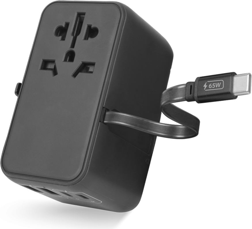 LOGiiX World Traveler XL 65W avec câble intégré - Noir