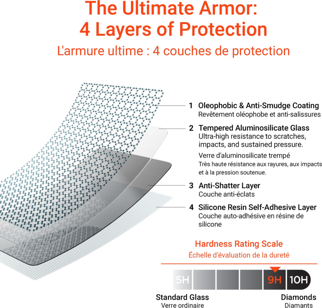 Experience seamless edge-to-edge protection with HyperGear's HD EdgePro Glass Screen Protector. Its ultra-strong, ultra-thin tempered glass defends against drops and scratches.