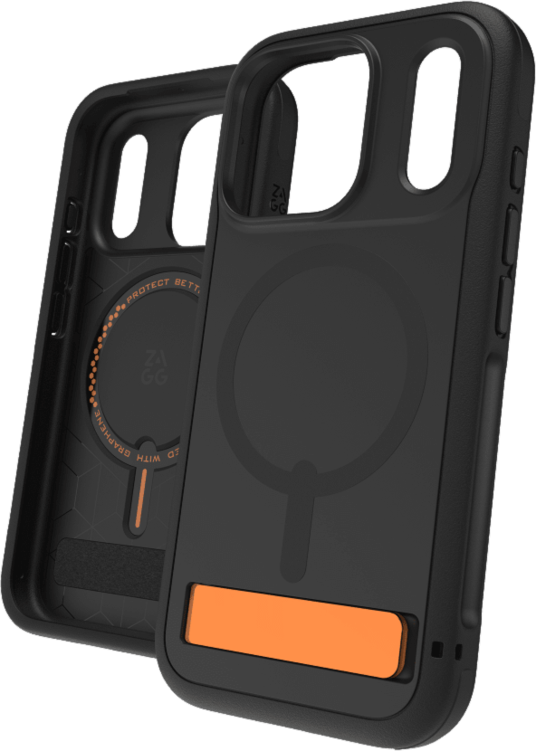 iPhone 17 Pro ZAGG Graphene Sedona Snap Kickstand Case - Flood Black/Orange