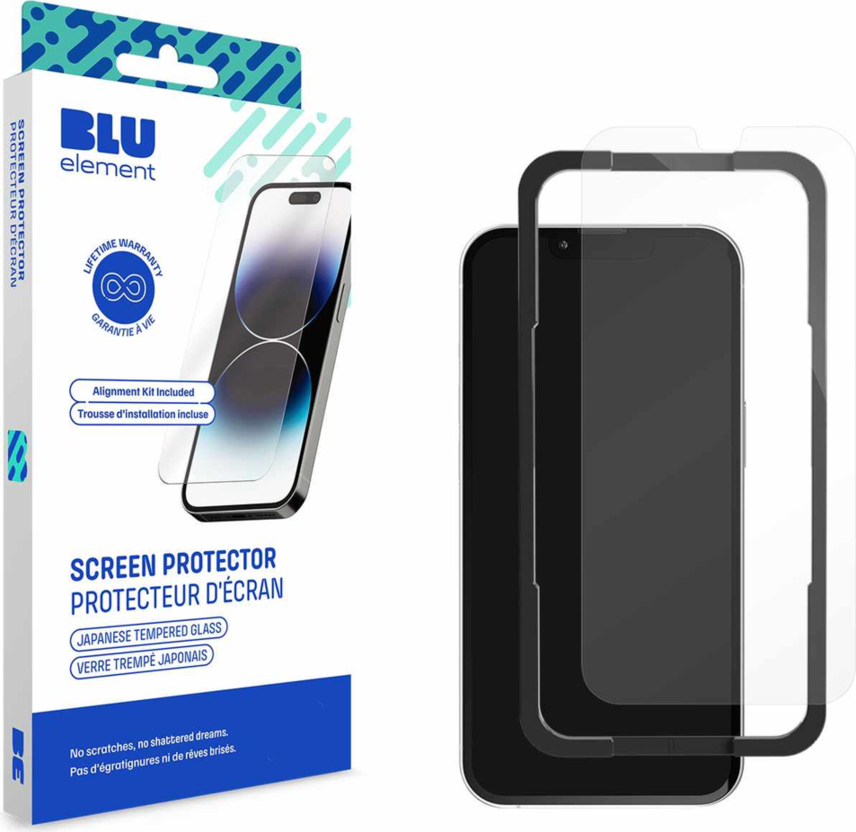 Blu Element BETGIP2161 Protecteur D'ecran en Verre Trempe avec Kit D'installation pour iPhone 14/13/13 Pro/12/12 Pro