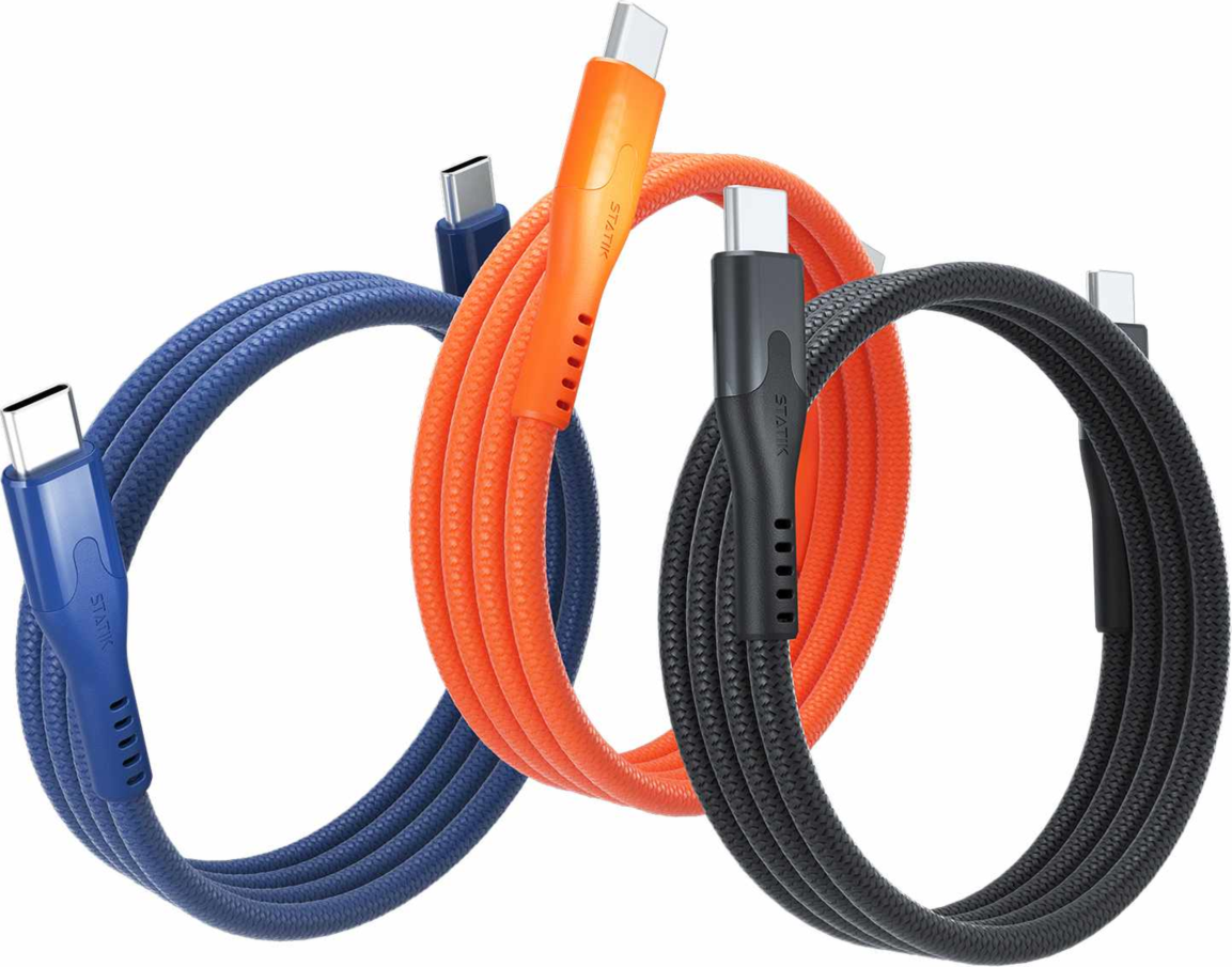 Statik - MagStack Pro Charge/Sync Câble magnétique USB-C vers USB-C de 3,3 pi Orange